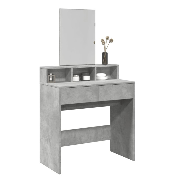 Coiffeuse avec miroir gris béton 80x41x144,5 cm | Mobilier & Déco