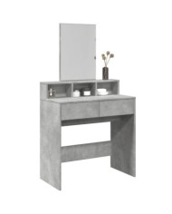 Coiffeuse avec miroir gris béton 80x41x144,5 cm | Mobilier & Déco