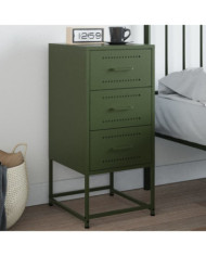 Table de chevet vert olive 36x39x78 cm acier | Mobilier & Déco