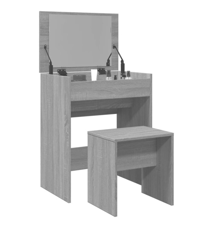 Coiffeuse et tabouret sonoma gris 60x40x113,5 cm | Mobilier & Déco
