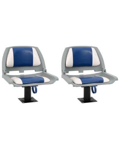 Ensemble de sièges de bateau pliables 4 pcs bleu et blanc | Mobilier & Déco