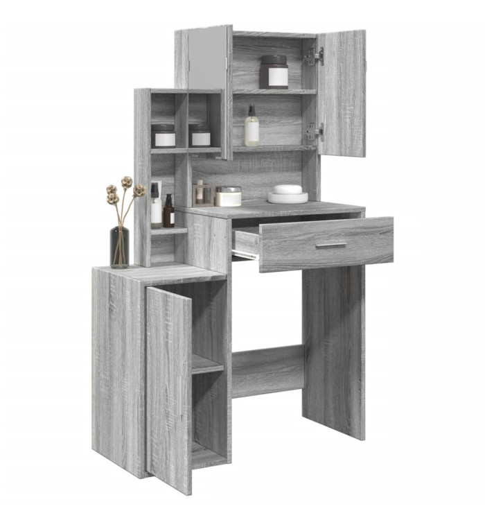 Coiffeuse avec armoire sonoma gris 80x35x132 cm | Mobilier & Déco