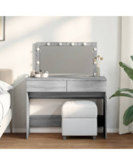 Coiffeuse avec LED sonoma gris 100x40x120 cm | Mobilier & Déco