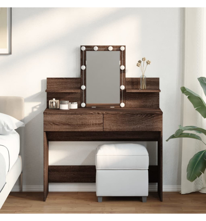 Coiffeuse avec LED chêne marron 100x40x130 cm | Mobilier & Déco