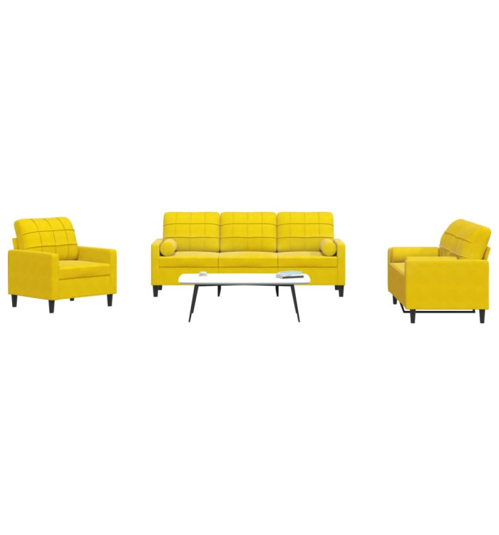 Ensemble de canapés 3 pcs avec coussins et traversins velours | Mobilier & Déco