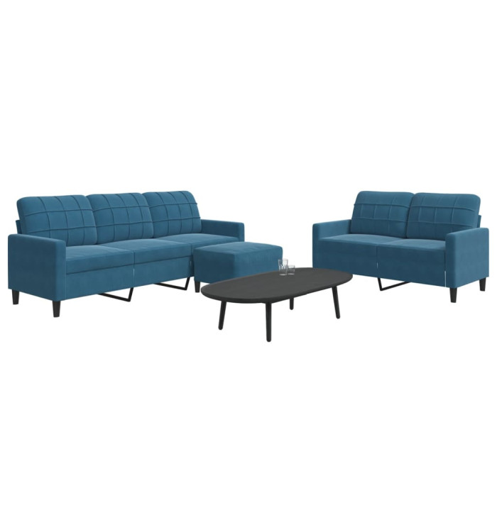 Ensemble de canapés 3 pcs avec coussins Bleu Velours | Mobilier & Déco
