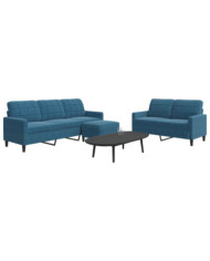 Ensemble de canapés 3 pcs avec coussins Bleu Velours | Mobilier & Déco
