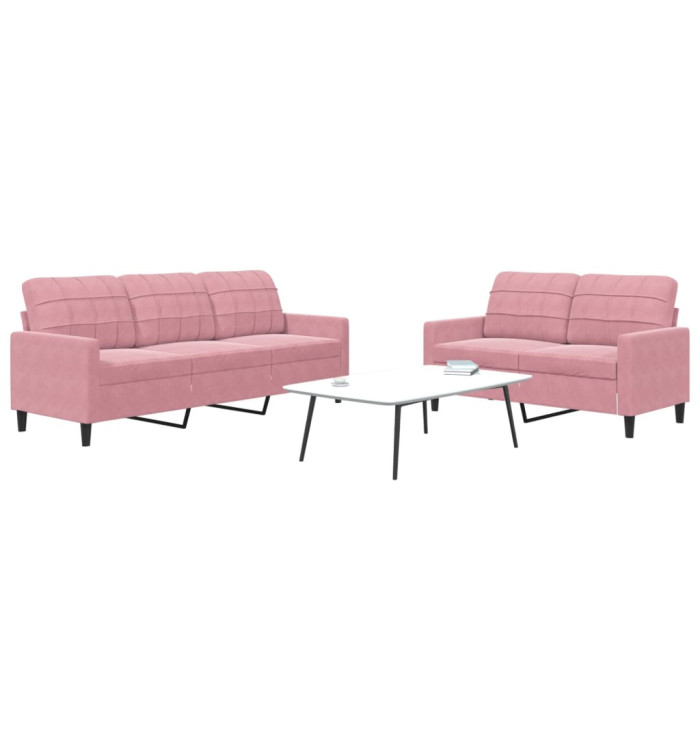 Ensemble de canapés 2 pcs avec coussins Rose Velours | Mobilier & Déco