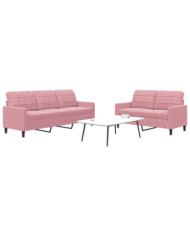 Ensemble de canapés 2 pcs avec coussins Rose Velours | Mobilier & Déco