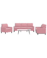 Ensemble de canapés 3 pcs avec coussins Rose Velours | Mobilier & Déco