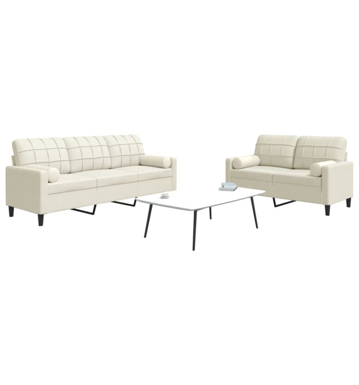 Ensemble de canapés 2 pcs avec coussins et traversins velours | Mobilier & Déco