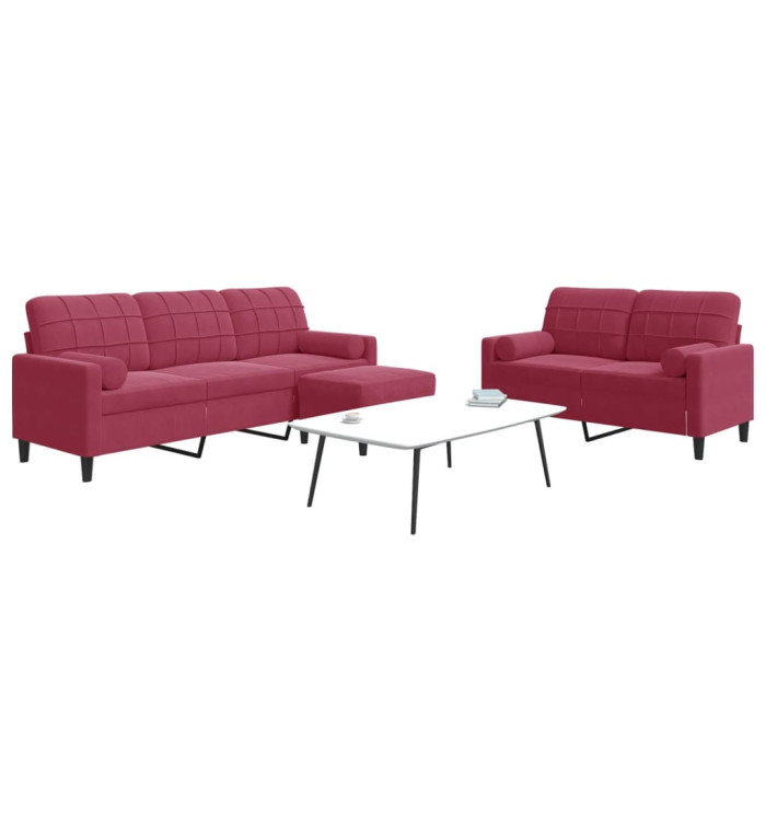 Ensemble de canapés 3 pcs avec coussins et traversins velours | Mobilier & Déco