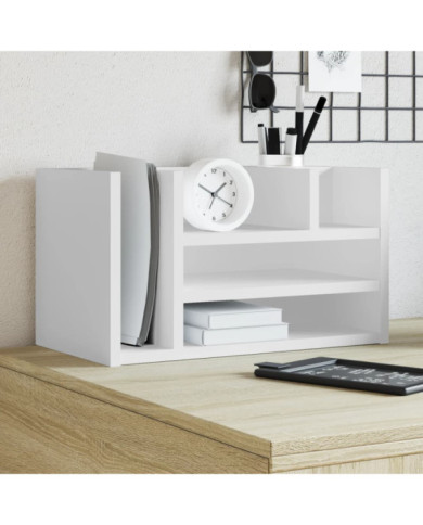 Organisateur de bureau blanc 44,5x24x25 cm bois d'ingénierie | Mobilier & Déco