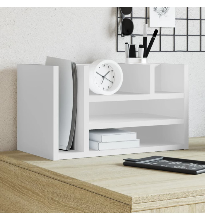 Organisateur de bureau blanc 44,5x24x25 cm bois d'ingénierie | Mobilier & Déco