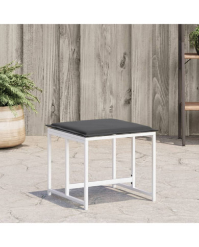 Tabourets de jardin avec coussins 4pcs blanc acier et textilène | Mobilier & Déco