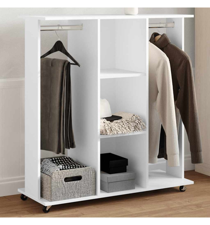 Garde-robe avec roues blanc 102x38x110 cm bois d'ingénierie | Mobilier & Déco