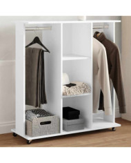 Garde-robe avec roues blanc 102x38x110 cm bois d'ingénierie | Mobilier & Déco