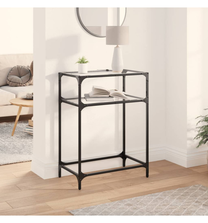 Table console avec dessus en verre transparent 60x35x81cm acier | Mobilier & Déco
