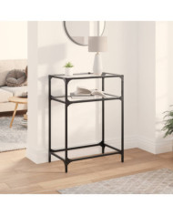 Table console avec dessus en verre transparent 60x35x81cm acier | Mobilier & Déco