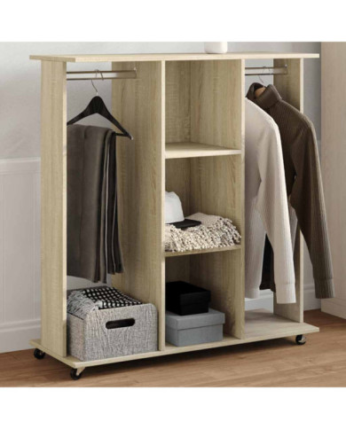 Garde-robe avec roues chêne sonoma 102x38x110cm bois ingénierie | Mobilier & Déco