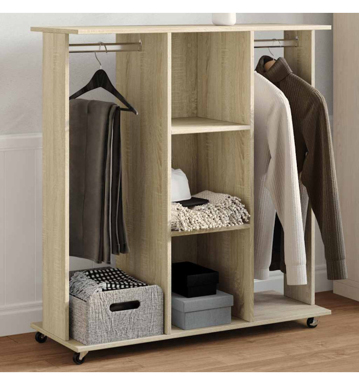 Garde-robe avec roues chêne sonoma 102x38x110cm bois ingénierie | Mobilier & Déco