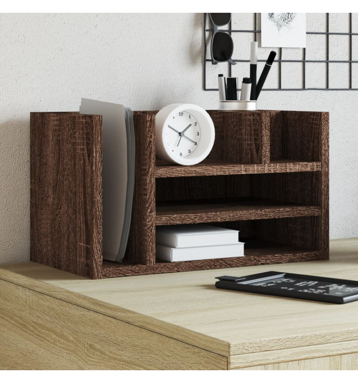 Organisateur de bureau chêne marron bois d'ingénierie | Mobilier & Déco