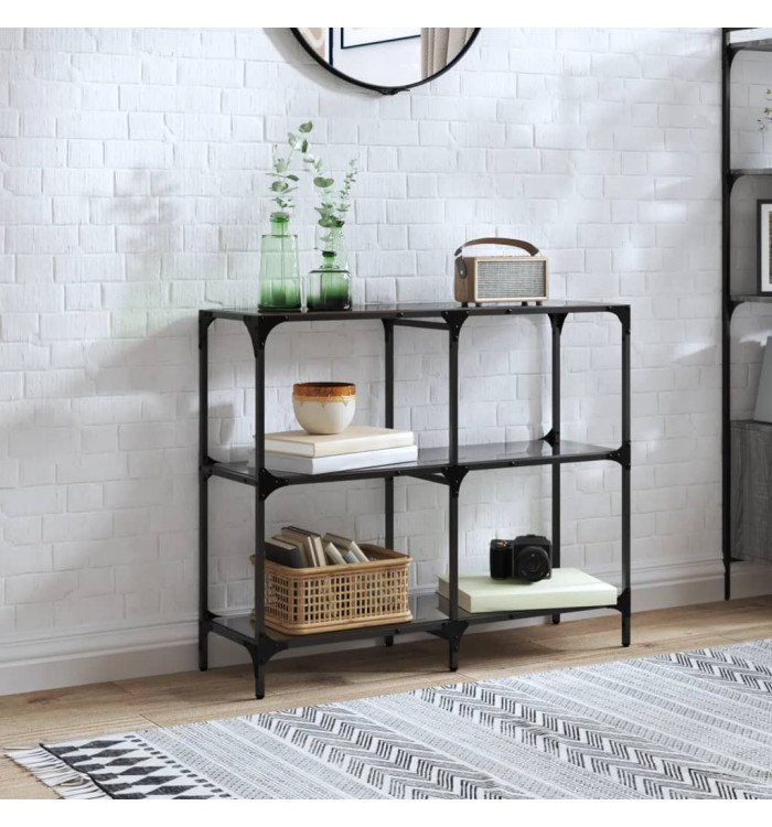 Table console avec dessus en verre noir 98x30x81 cm acier | Mobilier & Déco