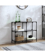 Table console avec dessus en verre noir 98x30x81 cm acier | Mobilier & Déco