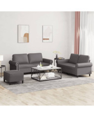 Ensemble de canapés 3 pcs avec coussins Gris Similicuir | Mobilier & Déco