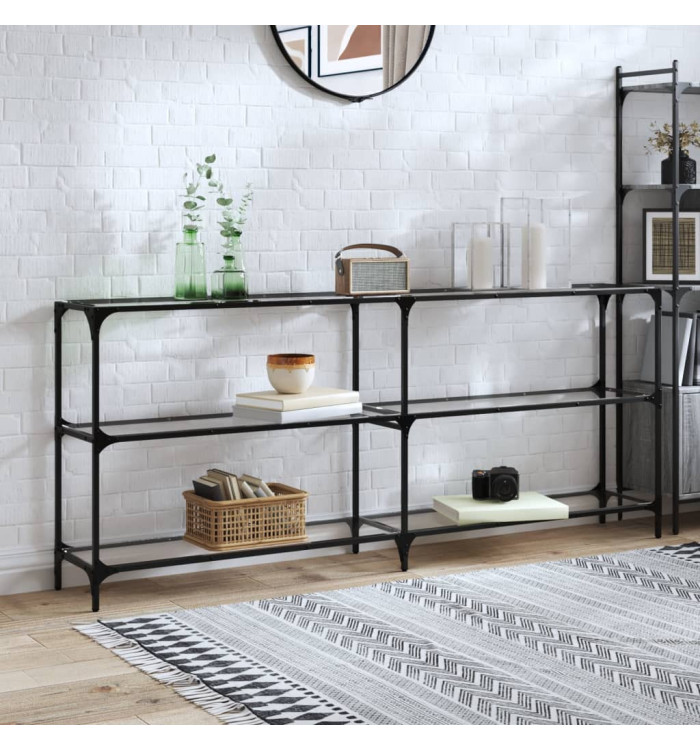 Table console avec dessus en verre transparent 194,5x30x81 cm | Mobilier & Déco