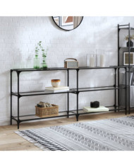 Table console avec dessus en verre transparent 194,5x30x81 cm | Mobilier & Déco