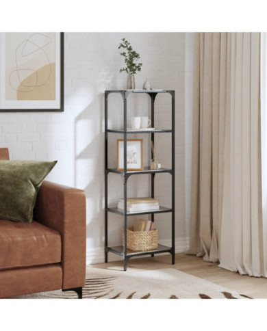 Étagère de rangement dessus en verre noir 40x30x123 cm acier | Mobilier & Déco