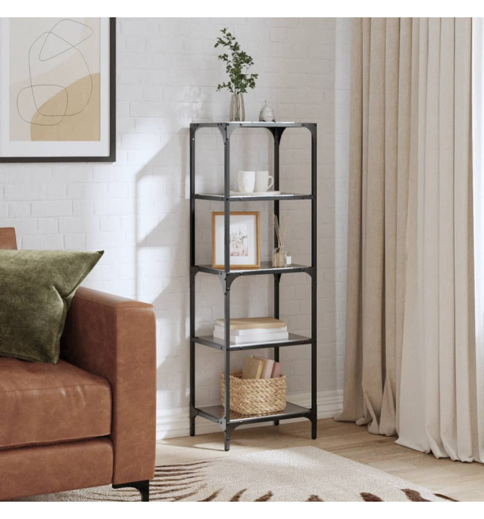 Étagère de rangement dessus en verre noir 40x30x123 cm acier | Mobilier & Déco
