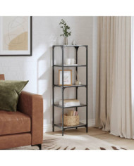 Étagère de rangement dessus en verre noir 40x30x123 cm acier | Mobilier & Déco