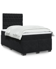 Sommier à lattes de lit avec matelas noir 120x190 cm velours | Mobilier & Déco