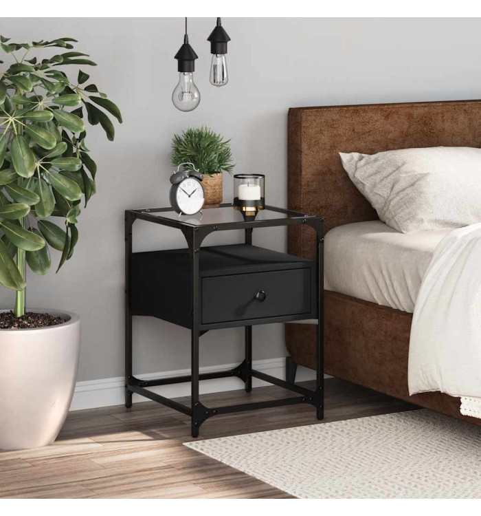 Table de chevet noir 40x40x55 cm bois d'ingénierie | Mobilier & Déco
