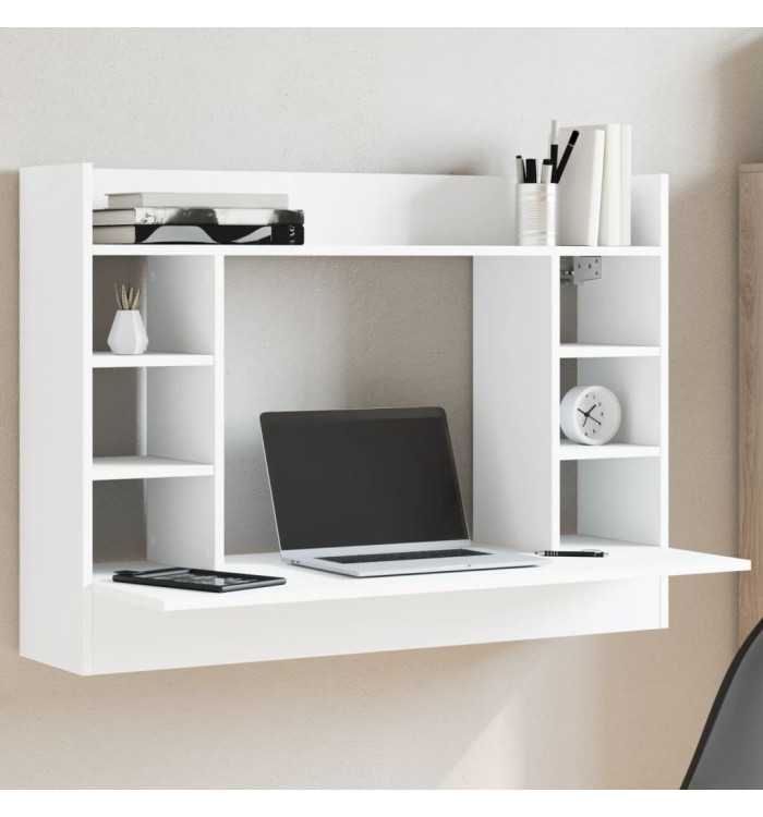 Bureau mural blanc 105x48x75 cm bois d'ingénierie | Mobilier & Déco