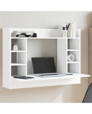 Bureau mural blanc 105x48x75 cm bois d'ingénierie | Mobilier & Déco