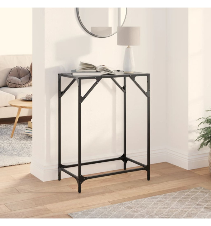 Table console avec dessus en verre noir 60x35x81 cm acier | Mobilier & Déco