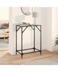 Table console avec dessus en verre noir 60x35x81 cm acier | Mobilier & Déco