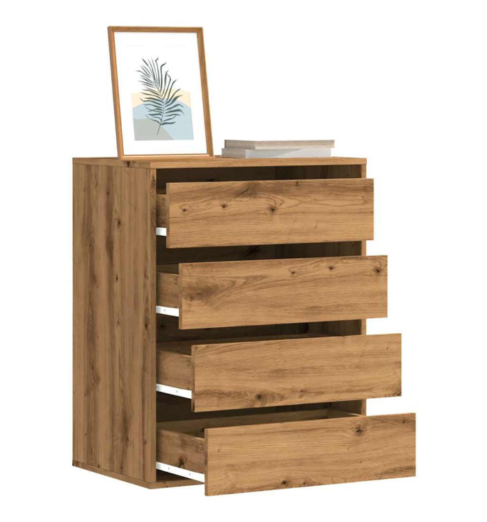 Commode d'angle chêne artisanal 60x41x76 cm bois d'ingénierie | Mobilier & Déco