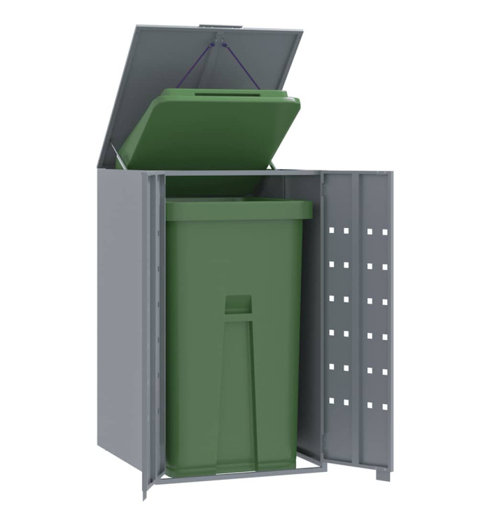 Rangement à roulettes pour poubelles pour bac unique gris acier | Mobilier & Déco