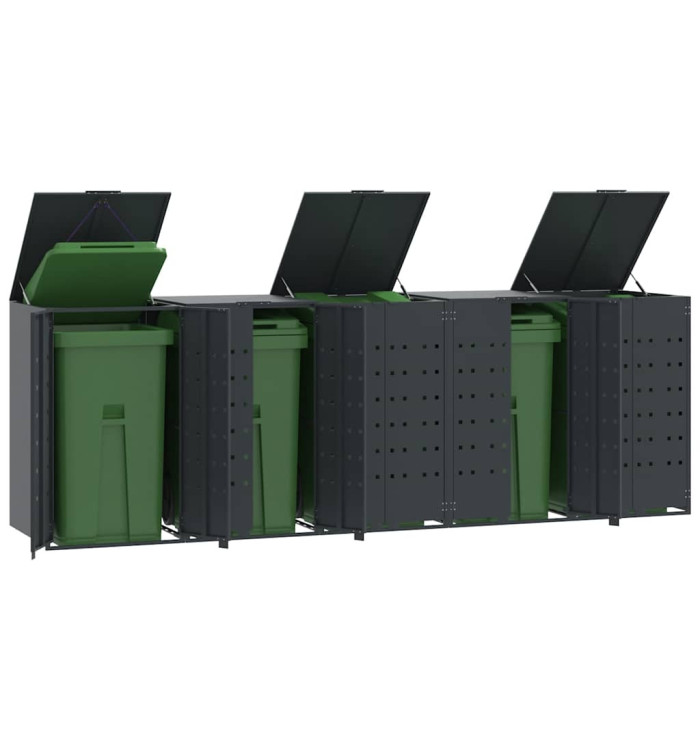 Rangement à roulettes pour poubelles pour 5 bacs anthracite | Mobilier & Déco