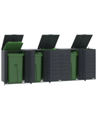 Rangement à roulettes pour poubelles pour 5 bacs anthracite | Mobilier & Déco