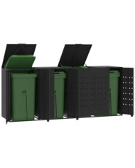 Rangement à roulettes pour poubelles pour 4 bacs noir acier | Mobilier & Déco