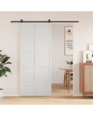 Porte de grange blanc 90x208 cm bois massif de pin | Mobilier & Déco