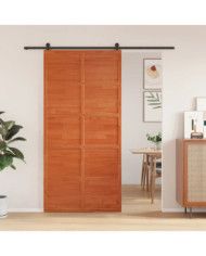 Porte de grange marron cire 100x208 cm bois massif de pin | Mobilier & Déco