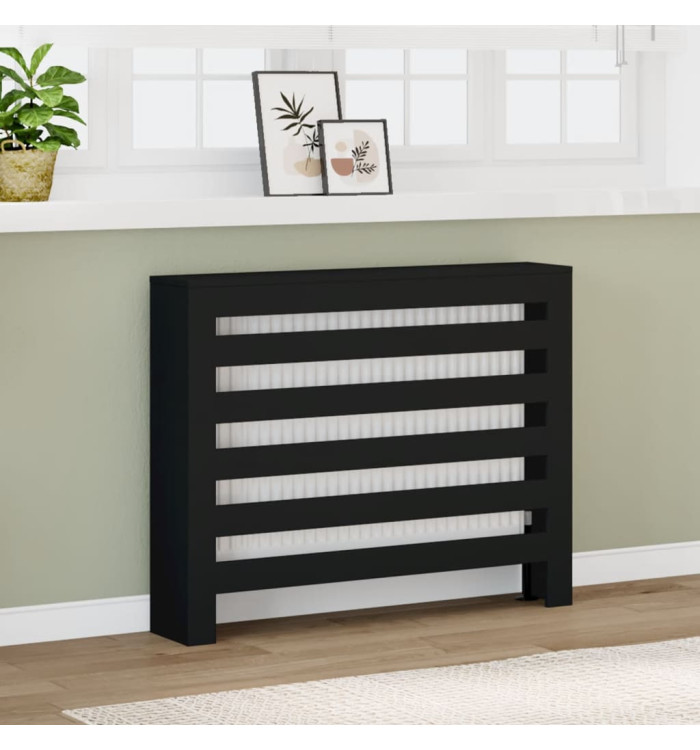 Cache-radiateur noir 104x20x82 cm bois d'ingénierie | Mobilier & Déco
