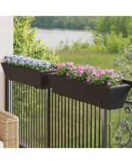 Jardinières avec crochets 2 pcs noir résine tressée | Mobilier & Déco