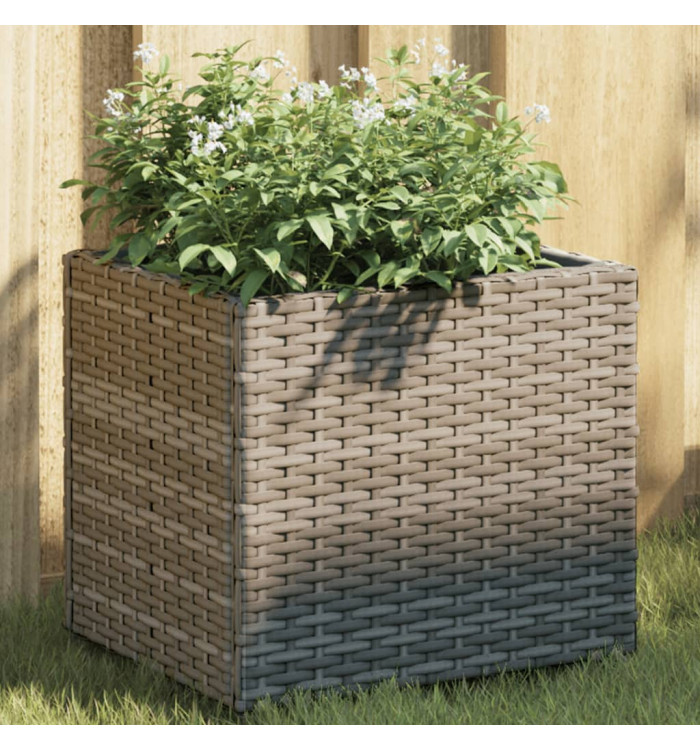 Jardinière gris 36x30x32 cm résine tressée | Mobilier & Déco
